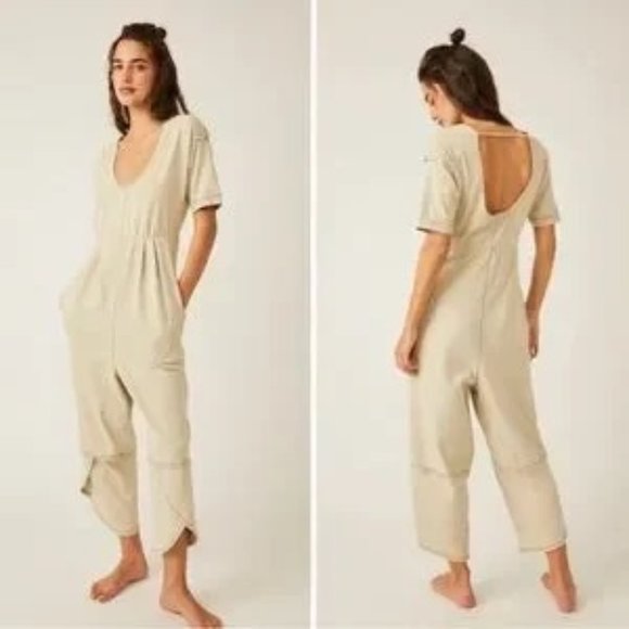 Intimately Free People Women's Cotton Good Side Jumpsuit Boho Green Size XS - Picture 2 of 14